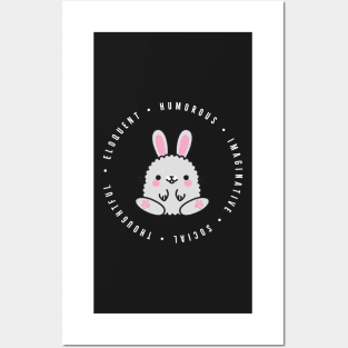 cute chinese zodiac | rabbit | personality traits | eloquent, humorous, imaginative, social, thoughtful Posters and Art